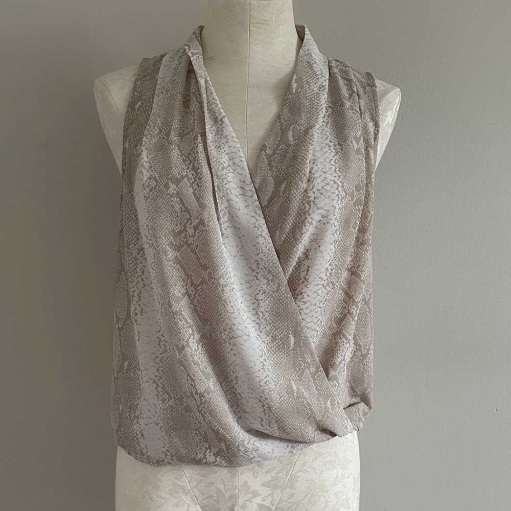 H&M Beige & Taupe Snakeskin-Print Sleeveless Top